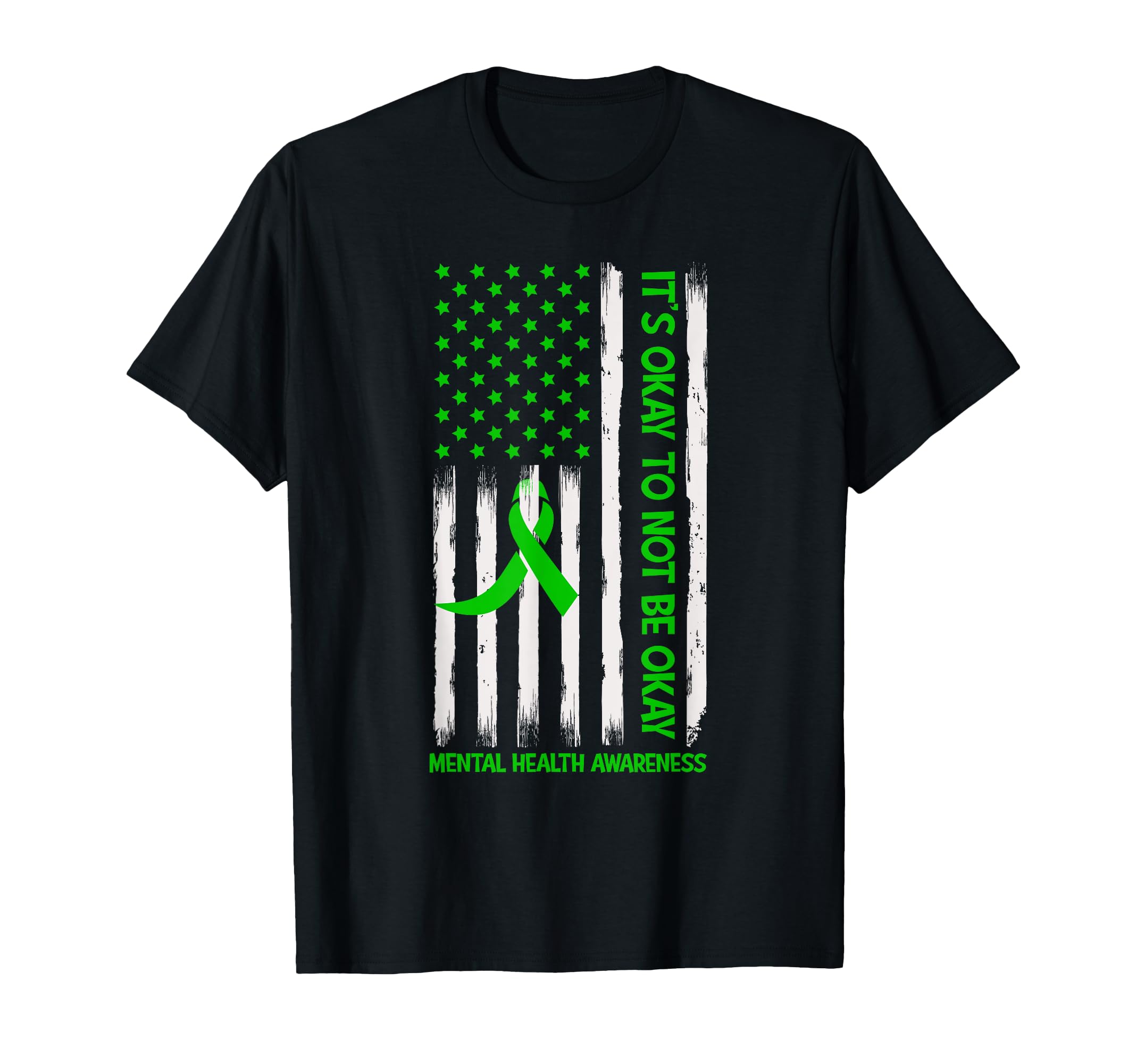 Its Okay To Not Be Okay Us Flag Mental T-Shirt - Novelty Apparel Unisex - T-Shirt, Sweatshirt, Hoodie