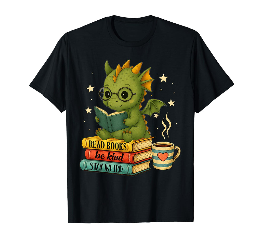 Book Lover Dragon Reading Bookish Library T-Shirt - Unique Graphic Unisex - T-Shirt, Sweatshirt, Hoodie