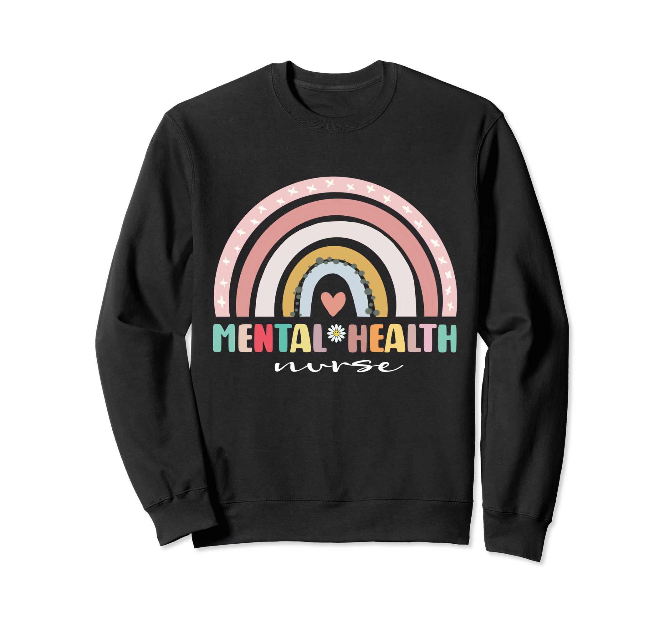 Mental Health Nurse Groovy Rainbow Sweatshirt - Unique Graphic Men Women - T-Shirt, Sweatshirt, Hoodie