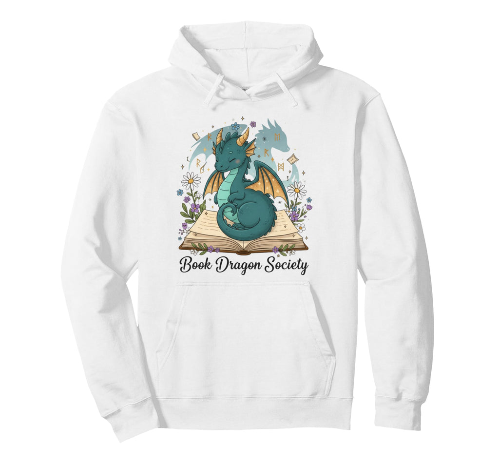 Magical Book Dragon Fantasy Reading Hoodie - Trendy Graphic Unisex - T-Shirt, Sweatshirt, Hoodie