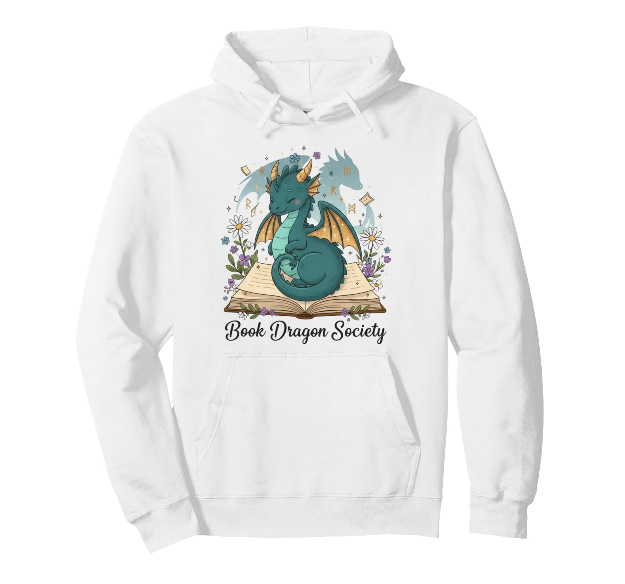 Magical Book Dragon Fantasy Reading Hoodie - Trendy Graphic Unisex - T-Shirt, Sweatshirt, Hoodie
