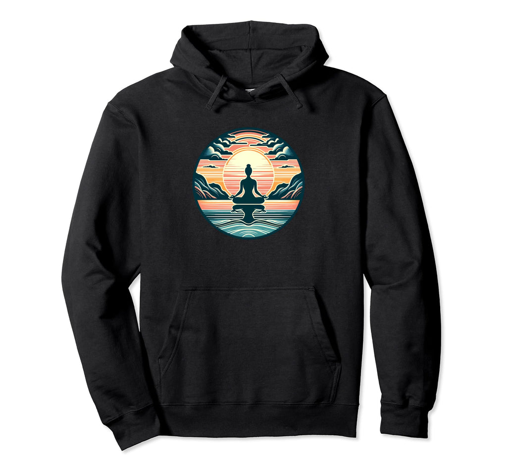 Yoga Meditation Pose Sunset Landscape Hoodie - Unique Graphic Unisex - T-Shirt, Sweatshirt, Hoodie