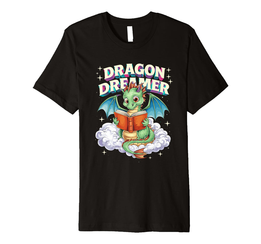 Dragon Dreamer Reading Fantasy T-Shirt - Novelty Apparel for Adults - T-Shirt, Sweatshirt, Hoodie