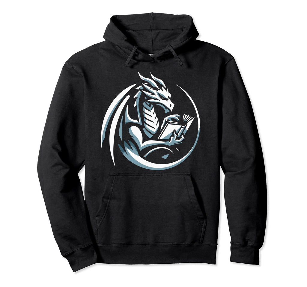 Dragon Reading Book Dragon Enthusiast Designs Hoodie - Graphic Print Unisex - T-Shirt, Sweatshirt, Hoodie