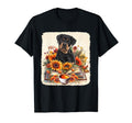 Rottweiler Reading Books Sunflowers T-Shirt - Minimalist Print Men Women - T-Shirt, Sweatshirt, Hoodie