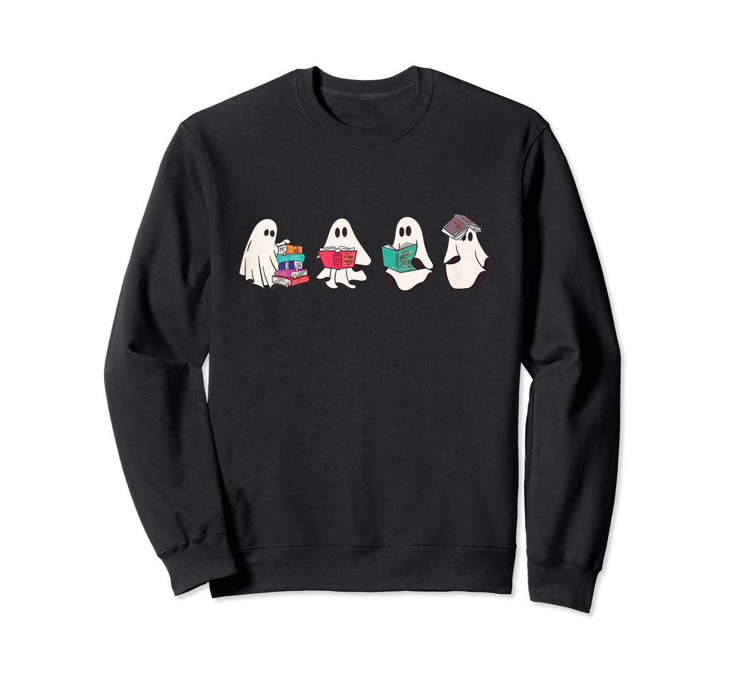 Ghost Reading Book Librarian Teacher Sweatshirt - Graphic Print Men Women - T-Shirt, Sweatshirt, Hoodie