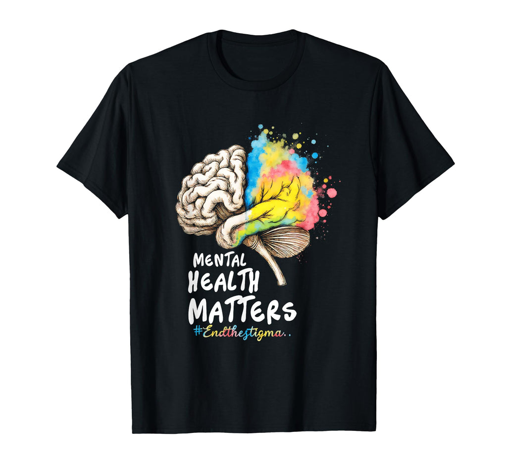End Stigma Mental Health Matters Tie T-Shirt - Aesthetic Graphic Men Women - T-Shirt, Sweatshirt, Hoodie