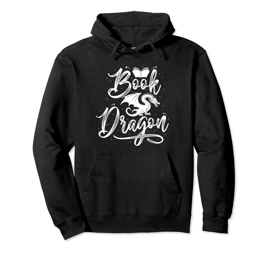 Funny Bookworm Reading Book Dragon 1 Hoodie - Graphic Print Unisex - T-Shirt, Sweatshirt, Hoodie
