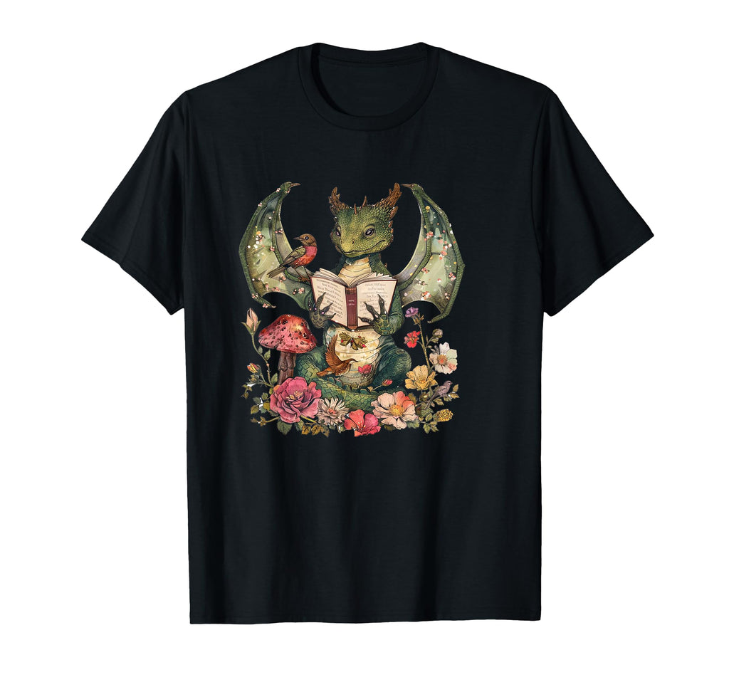Magical Dragon And Bird Reading T-Shirt - Casual Everyday Wear Men Women - T-Shirt, Sweatshirt, Hoodie