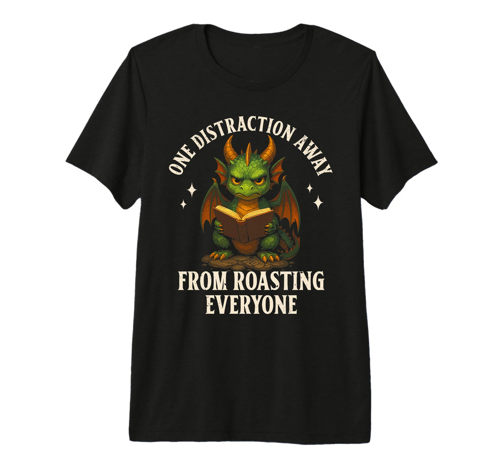 Reading Funny Book Dragon Tri Blend T-Shirt - Custom Art Print for Adults - T-Shirt, Sweatshirt, Hoodie