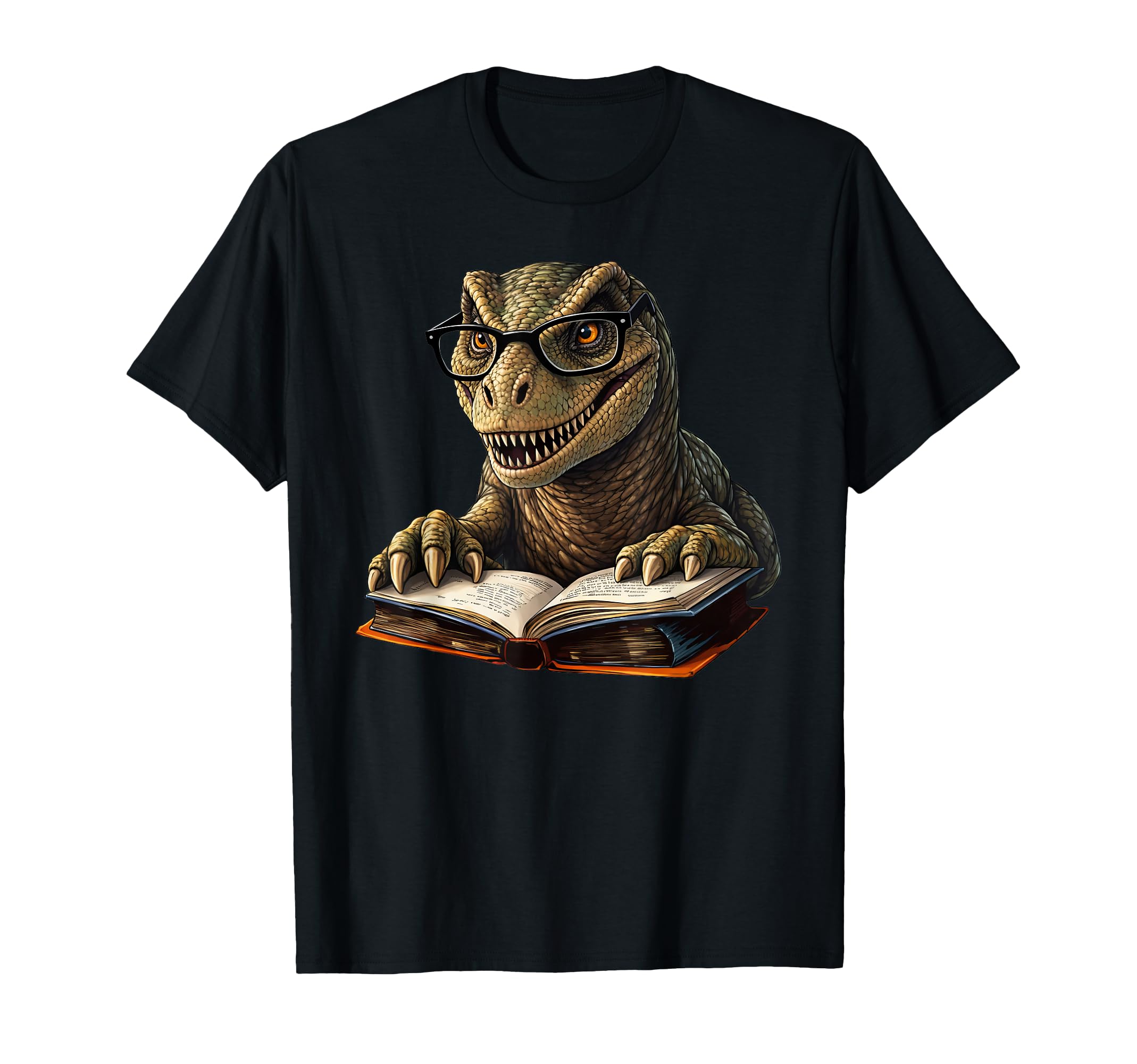 Velociraptor Dinosaur Reading Book T-Shirt - Aesthetic Graphic for Adults - T-Shirt, Sweatshirt, Hoodie