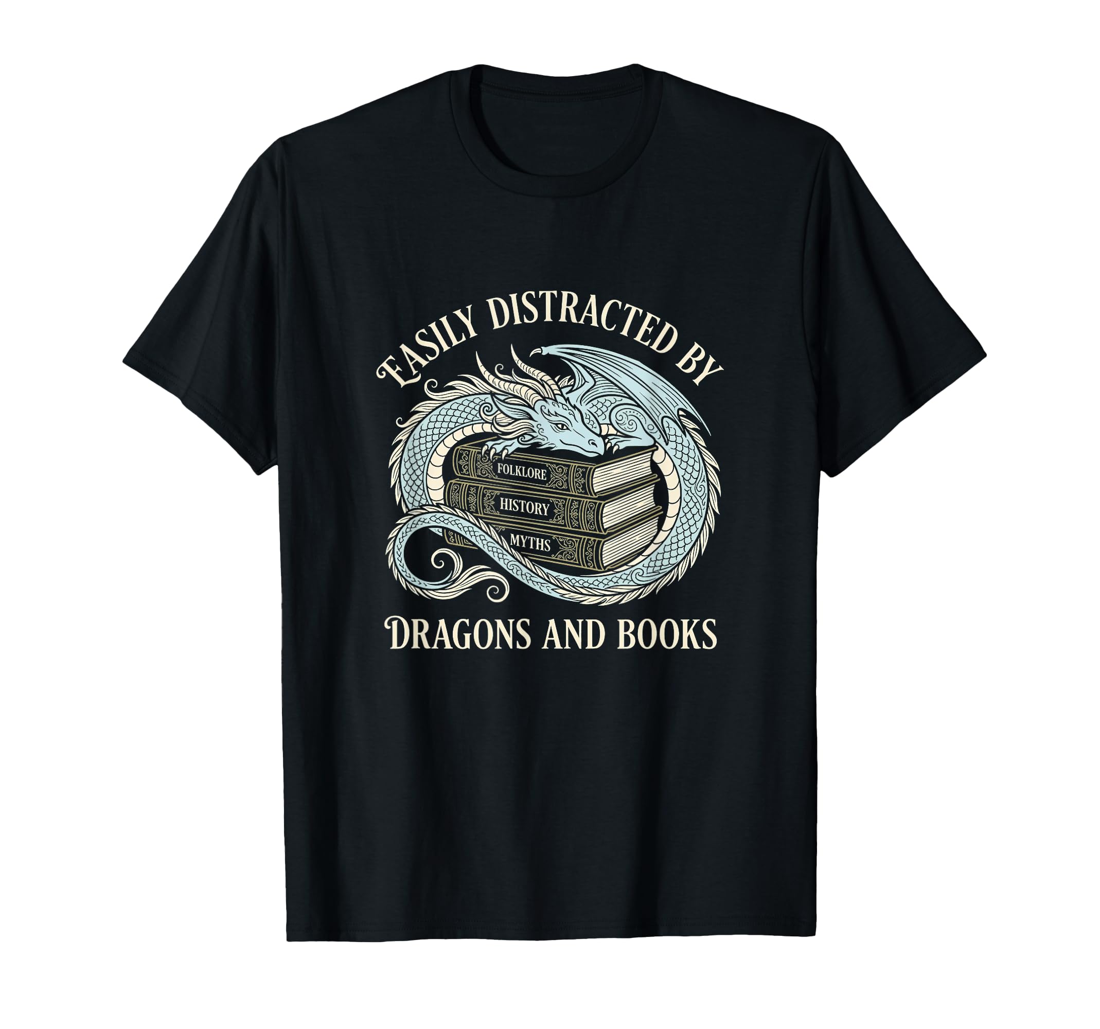 Easily Distracted Dragons And Books T-Shirt - Novelty Apparel Men Women - T-Shirt, Sweatshirt, Hoodie