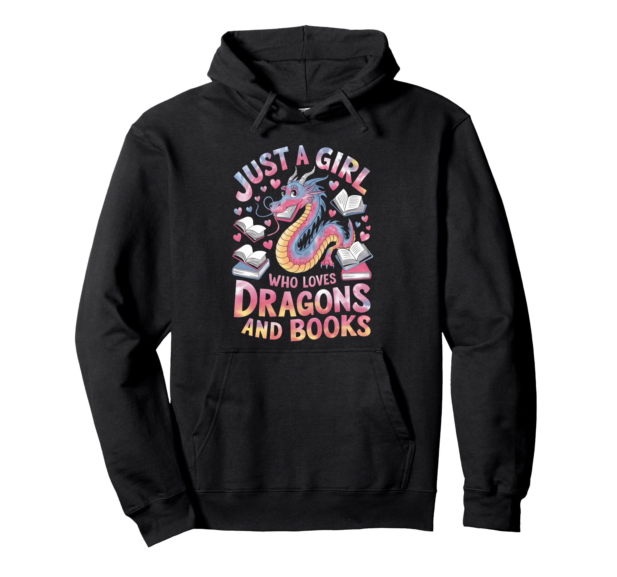 Just Who Loves Dragons And Books Hoodie - Novelty Apparel for Adults - T-Shirt, Sweatshirt, Hoodie
