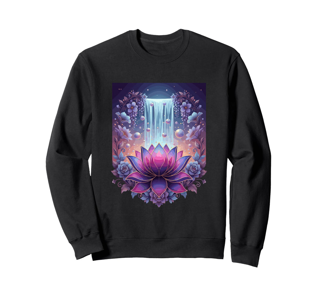 Mystic Lotus Waterfall Cosmic Zen Sweatshirt - Trendy Graphic Men Women - T-Shirt, Sweatshirt, Hoodie