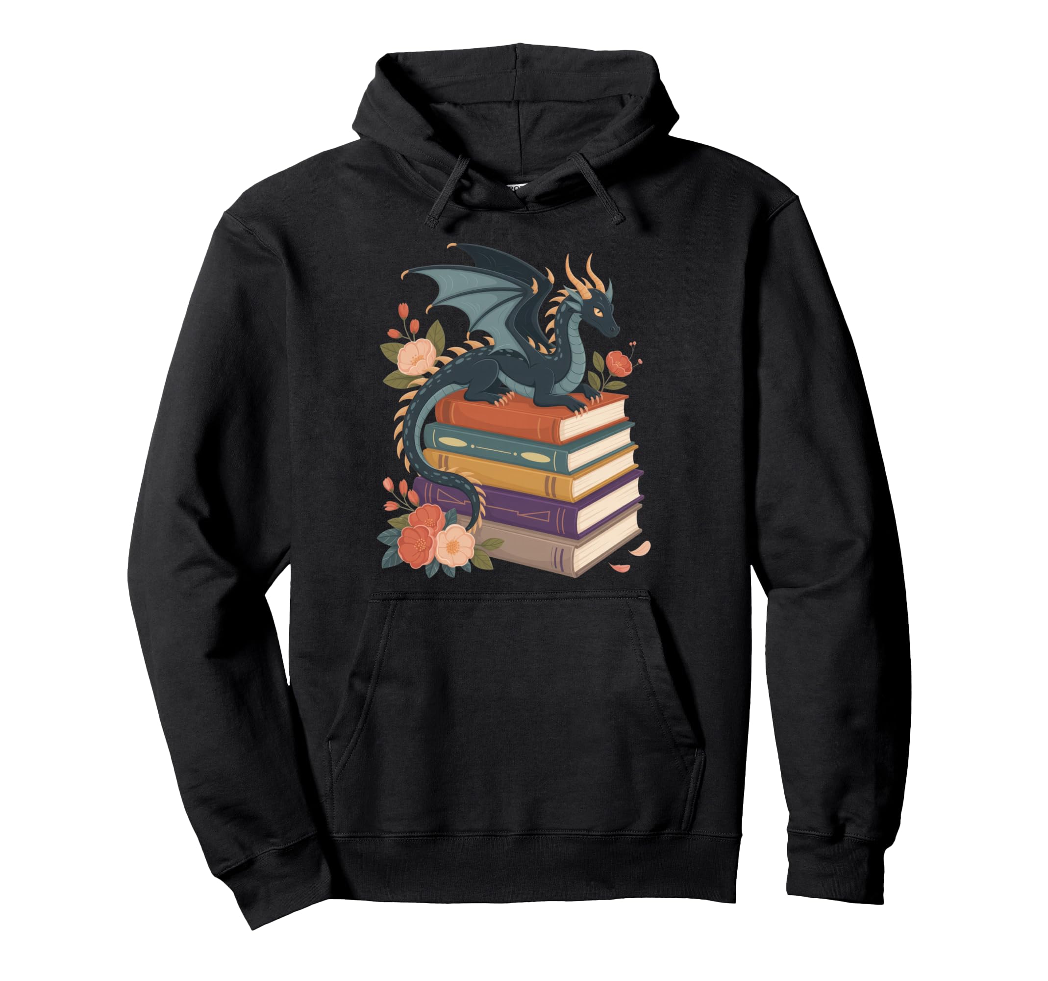 Whimsical Dragon Book Lovers Fantasy Hoodie - Streetwear Style for Adults - T-Shirt, Sweatshirt, Hoodie