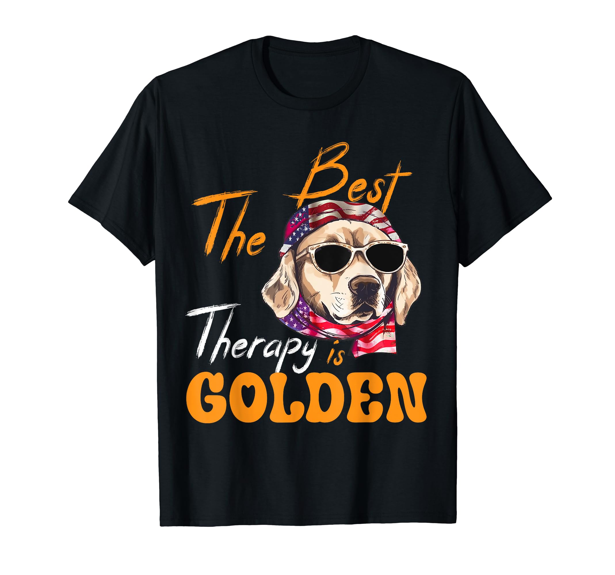 Best Therapy Is Golden Retriever Dog Puppy T-Shirt - Unique Graphic Unisex - T-Shirt, Sweatshirt, Hoodie