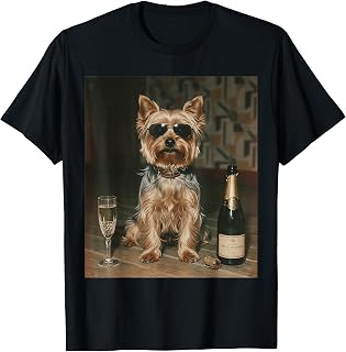Yorkie Drinking Champagne Funny Fathers Day T-Shirt Unisex T-shirt, Sweatshirt, Hoodie, Long Sleeve Tee - T-Shirt, Sweatshirt, Hoodie