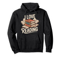 I Love Reading Book Lover Bibliophile Hoodie - Minimalist Print for Adults - T-Shirt, Sweatshirt, Hoodie