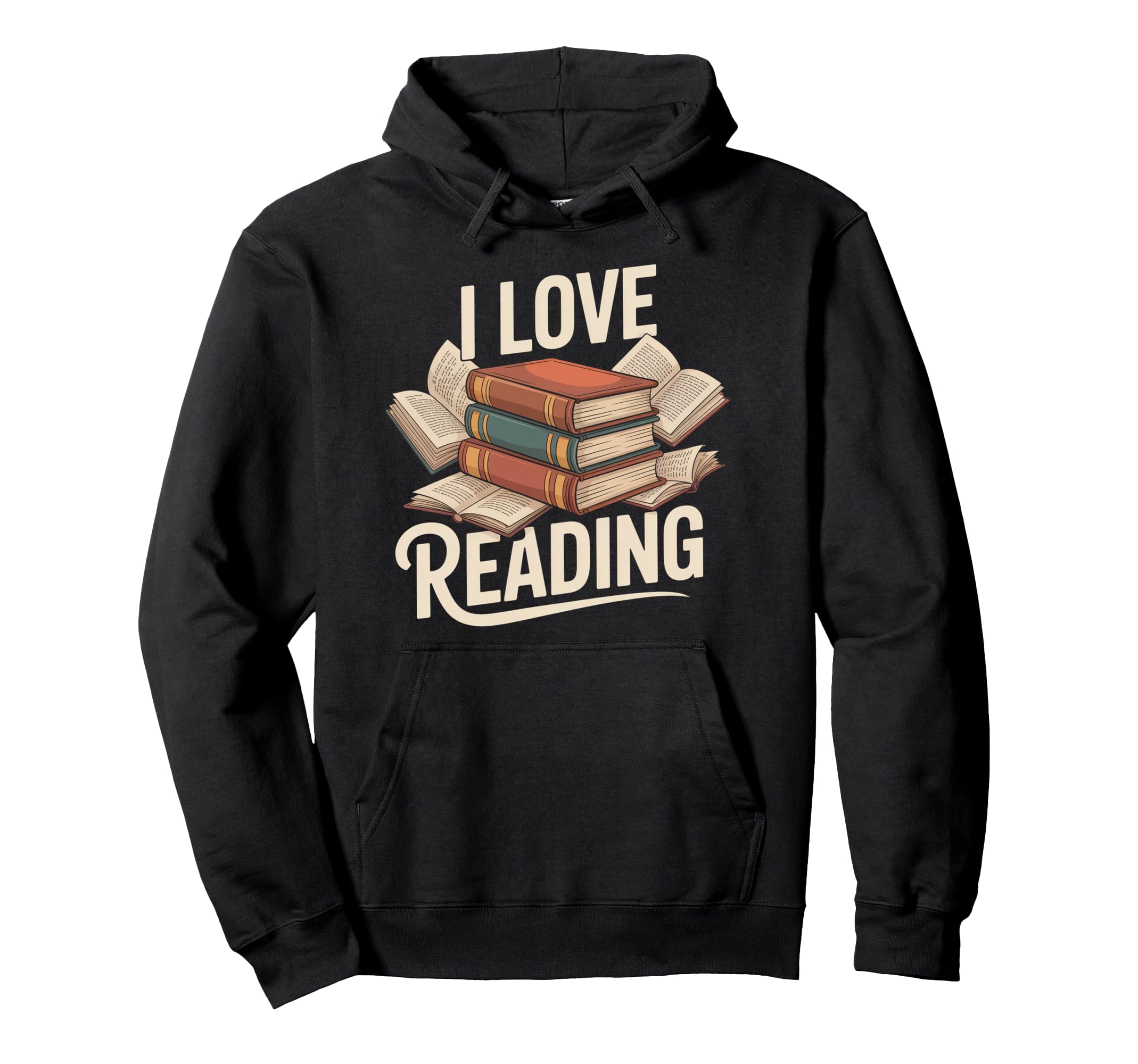 I Love Reading Book Lover Bibliophile Hoodie - Minimalist Print for Adults - T-Shirt, Sweatshirt, Hoodie