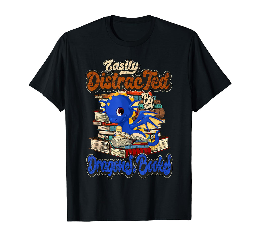 Dragon Read Book Easily Distracted T-Shirt - Custom Art Print for Adults - T-Shirt, Sweatshirt, Hoodie