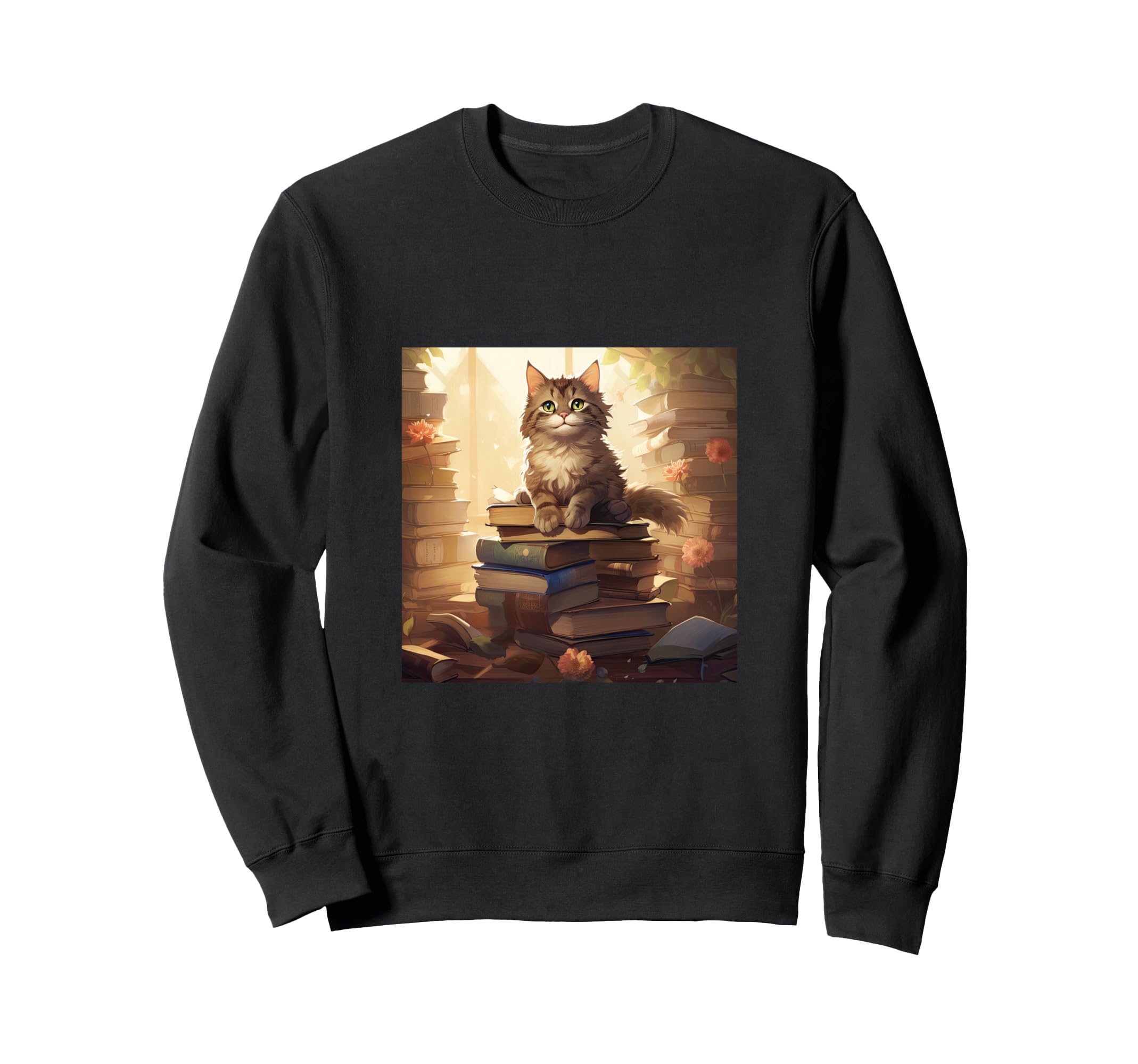 Book Nerd Cat Reading Library Sweatshirt - Fun Novelty Design for Adults - T-Shirt, Sweatshirt, Hoodie