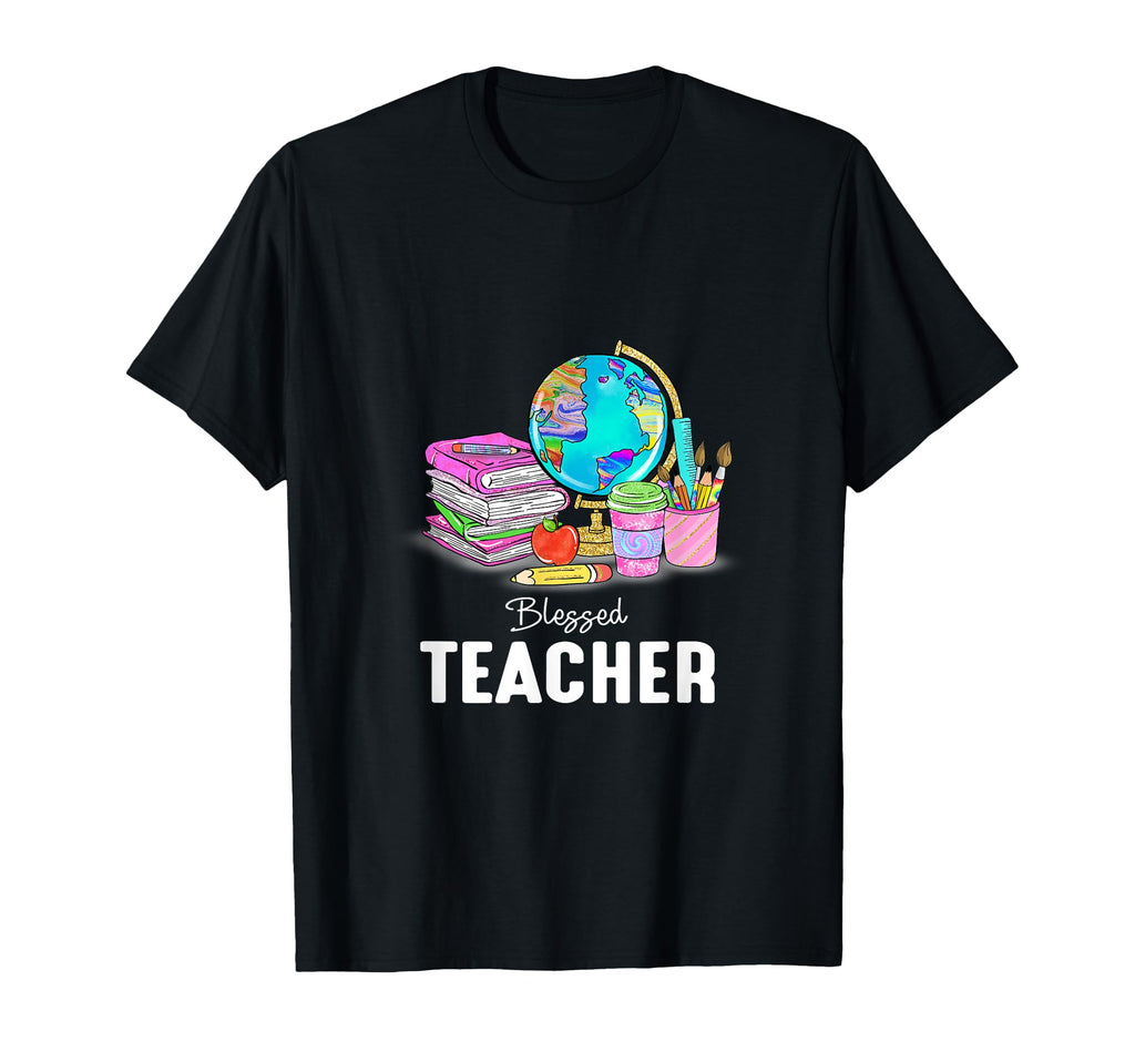 Blessed Teacher Books Coffee School T-Shirt - Aesthetic Graphic Men Women - T-Shirt, Sweatshirt, Hoodie