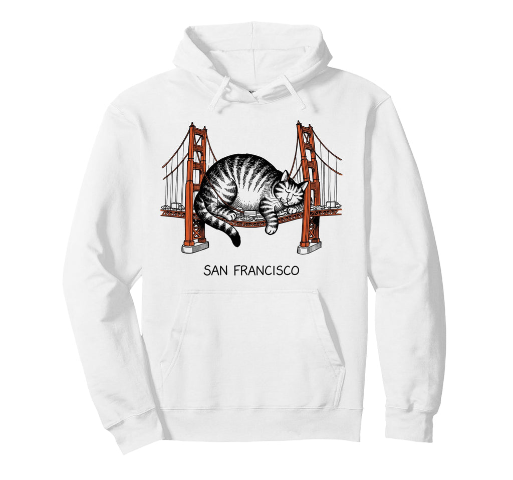 San Francisco Cat Golden Gates Hoodie - Casual Everyday Wear Men Women - T-Shirt, Sweatshirt, Hoodie