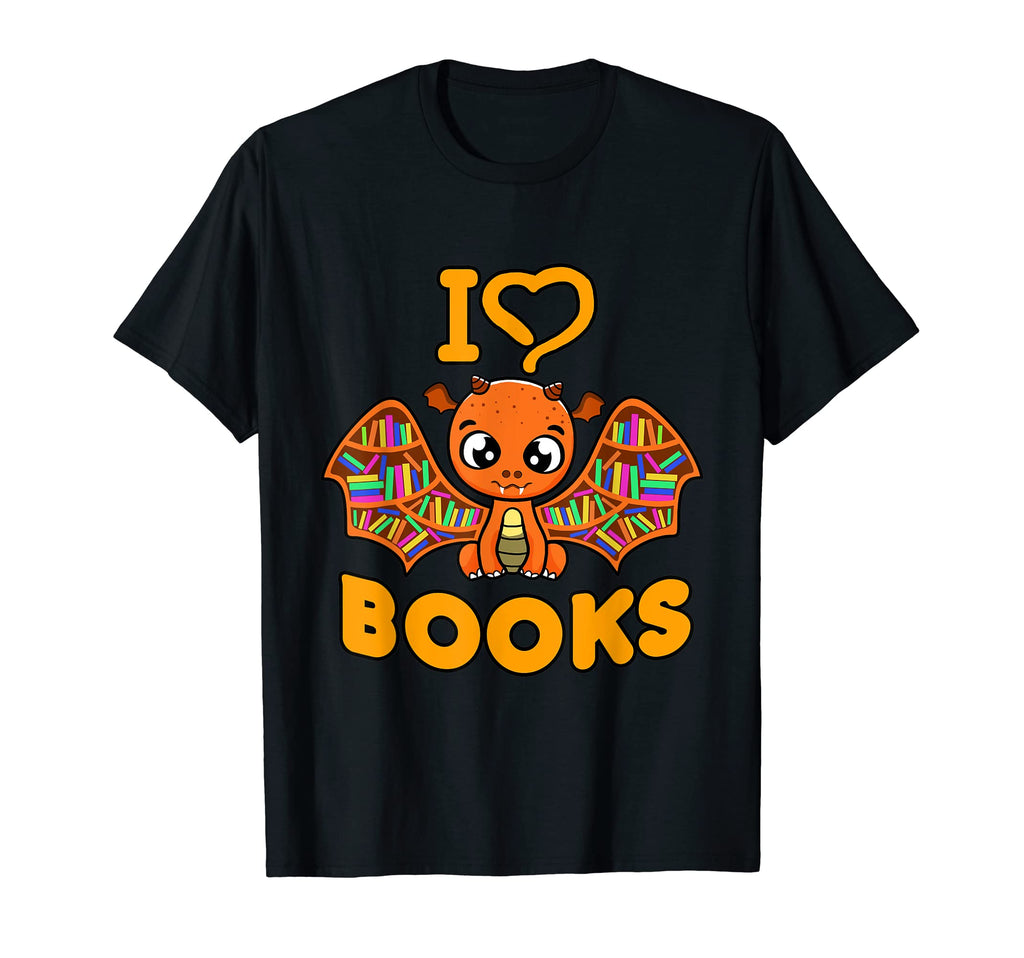 I Love Books Book Reading Dragon T-Shirt - Trendy Graphic for Adults - T-Shirt, Sweatshirt, Hoodie