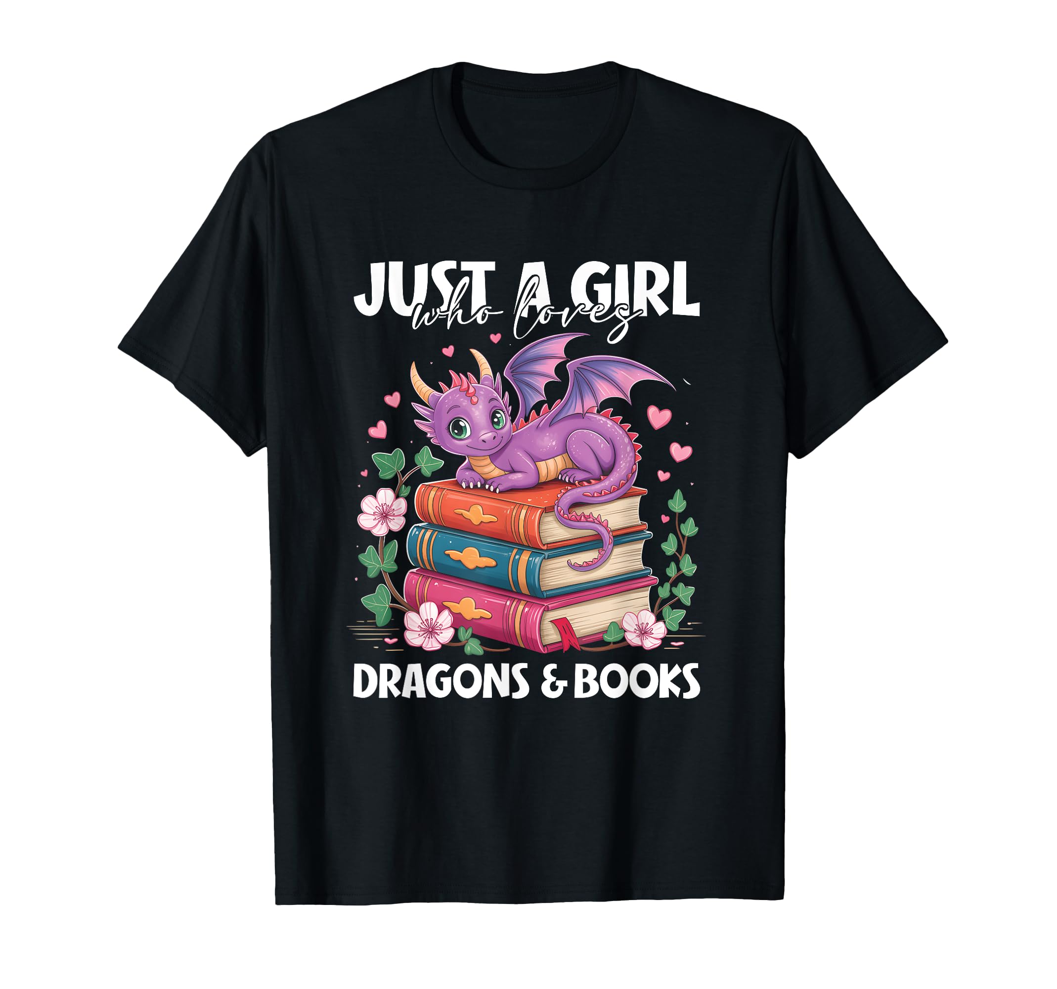 Just Who Loves Dragons And Books Purple T-Shirt - Graphic Print Men Women - T-Shirt, Sweatshirt, Hoodie