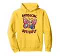 Groovy Anti Social Butterfly Ironic Hoodie - Unique Graphic for Adults - T-Shirt, Sweatshirt, Hoodie