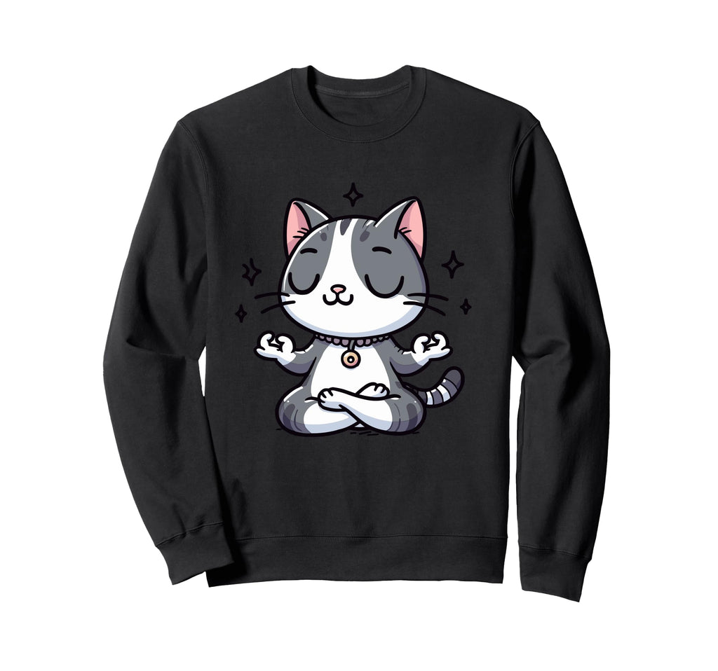 Meditation Cat Yoga Pose Relaxing Sweatshirt - Trendy Graphic Men Women - T-Shirt, Sweatshirt, Hoodie