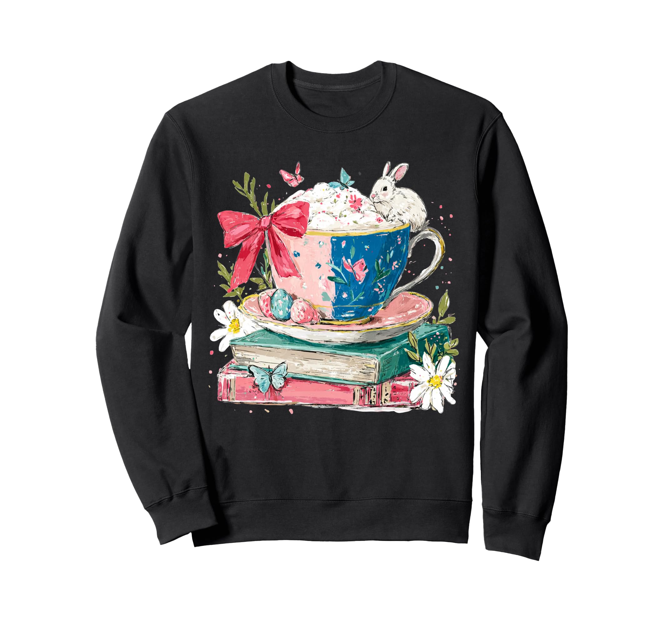 Books And Coffee Easter Day Bunny Sweatshirt - Streetwear Style for Adults - T-Shirt, Sweatshirt, Hoodie