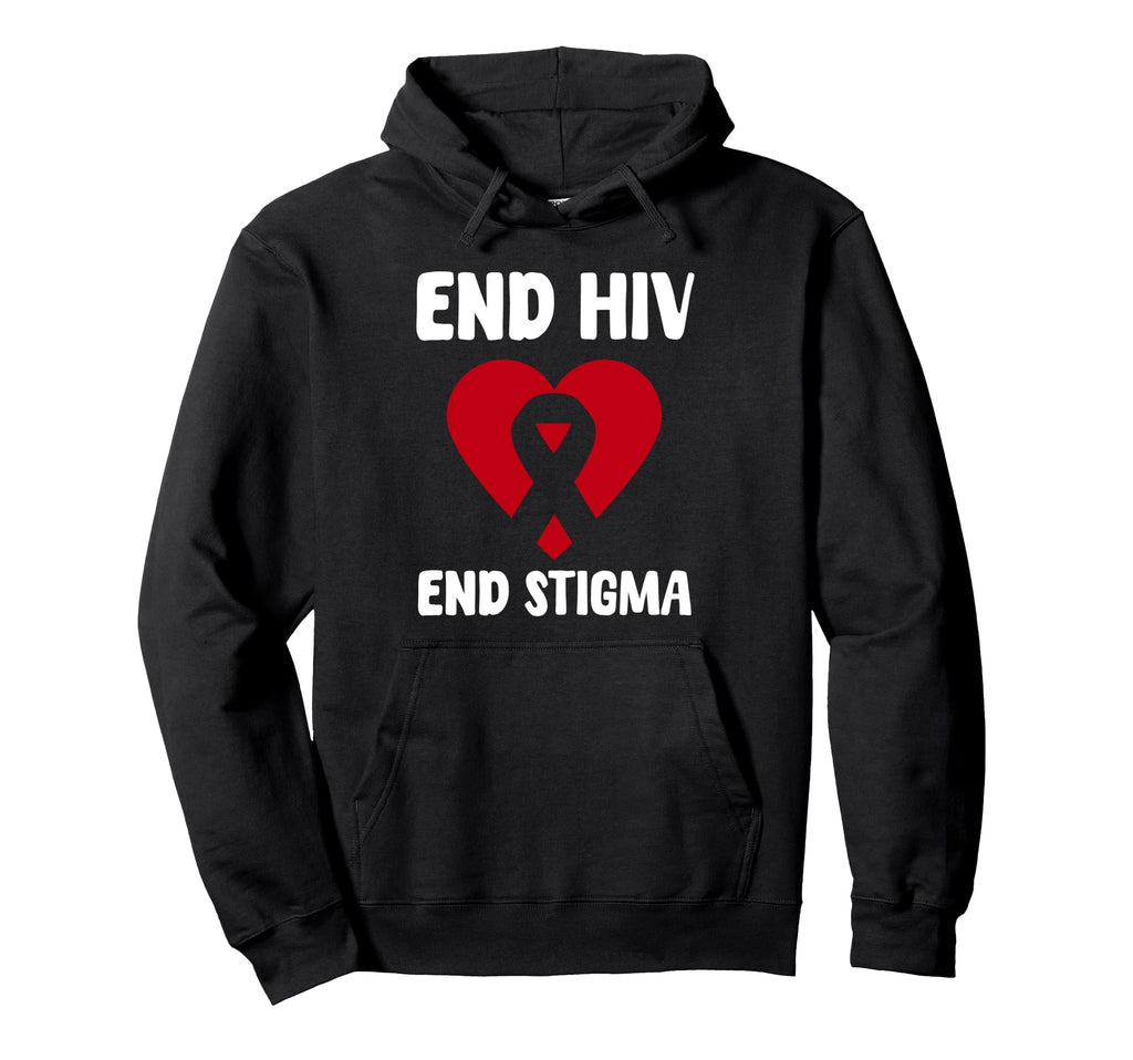 End Hiv End Stigma World Aids Day Hoodie - Minimalist Print for Adults - T-Shirt, Sweatshirt, Hoodie