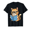 Cat Reading Book Nerd Kitty Bookworm T-Shirt - Unique Graphic for Adults - T-Shirt, Sweatshirt, Hoodie