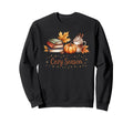 Cosy Season Book Lover Fall Pumpkin Sweatshirt - Trendy Graphic Unisex - T-Shirt, Sweatshirt, Hoodie