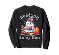 Bookish Coquette Bow Ghost Reading Sweatshirt - Novelty Apparel Men Women - T-Shirt, Sweatshirt, Hoodie