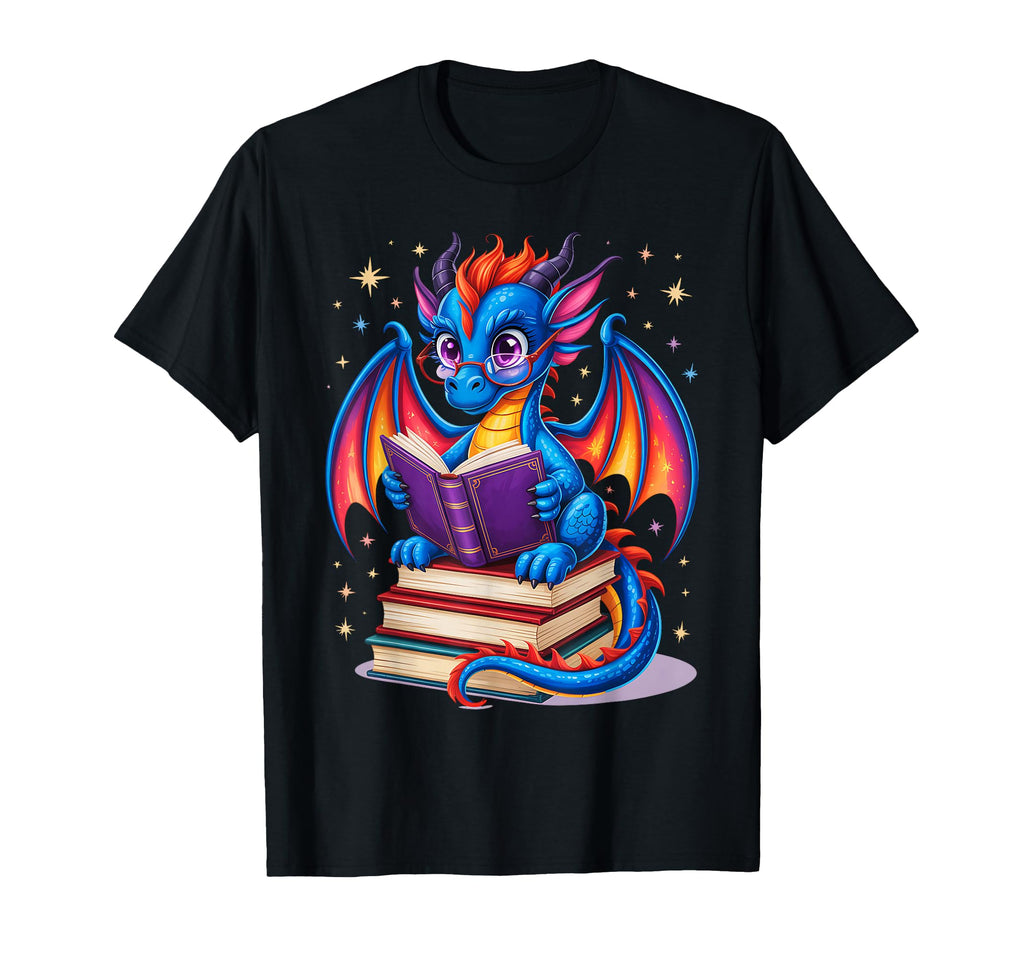 Dragon Reading Book Bookworm T-Shirt - Unique Graphic Men Women - T-Shirt, Sweatshirt, Hoodie