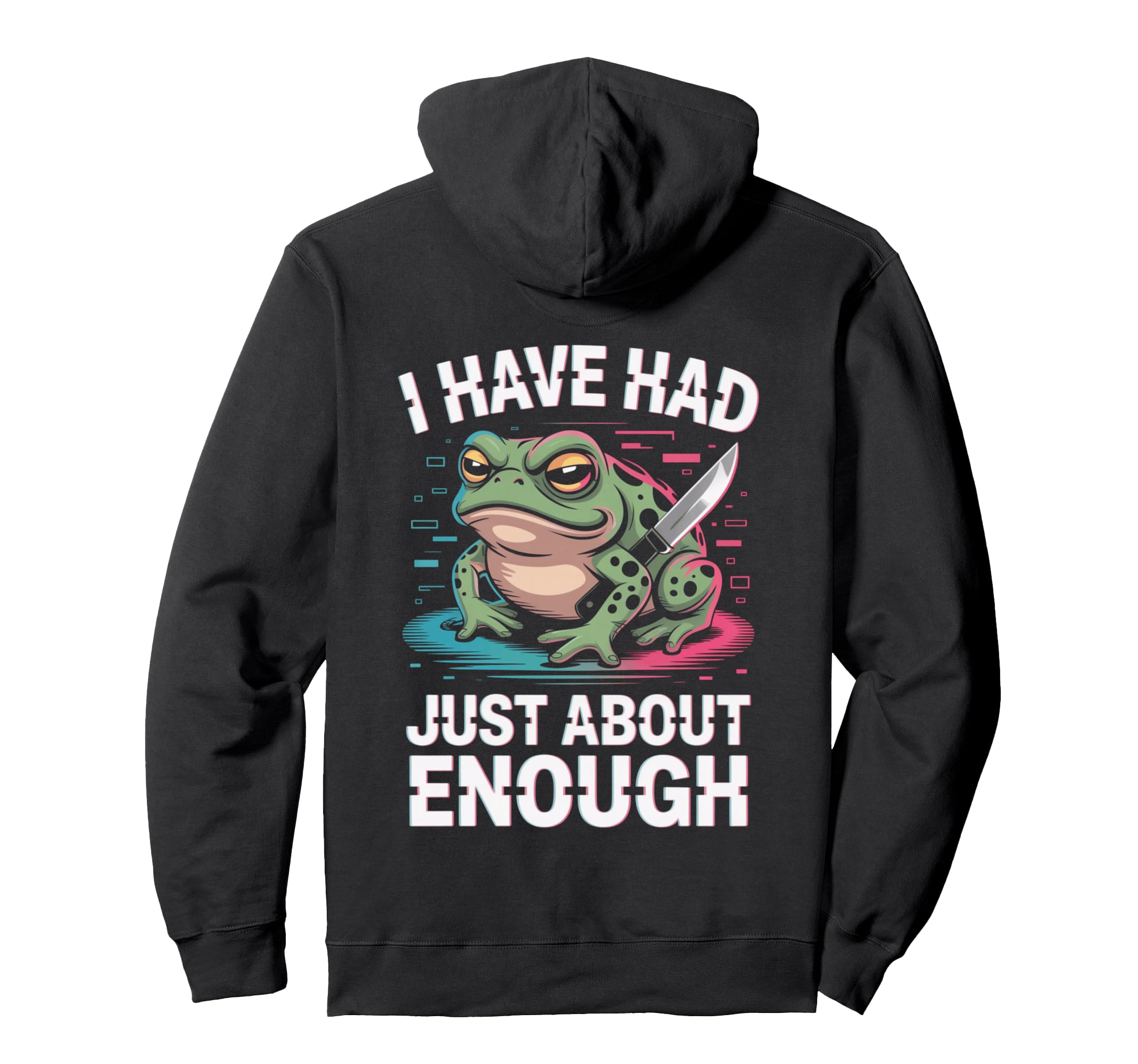 Grumpy Frog And Knife Relatable Glitch Hoodie - Custom Art Print Unisex - T-Shirt, Sweatshirt, Hoodie