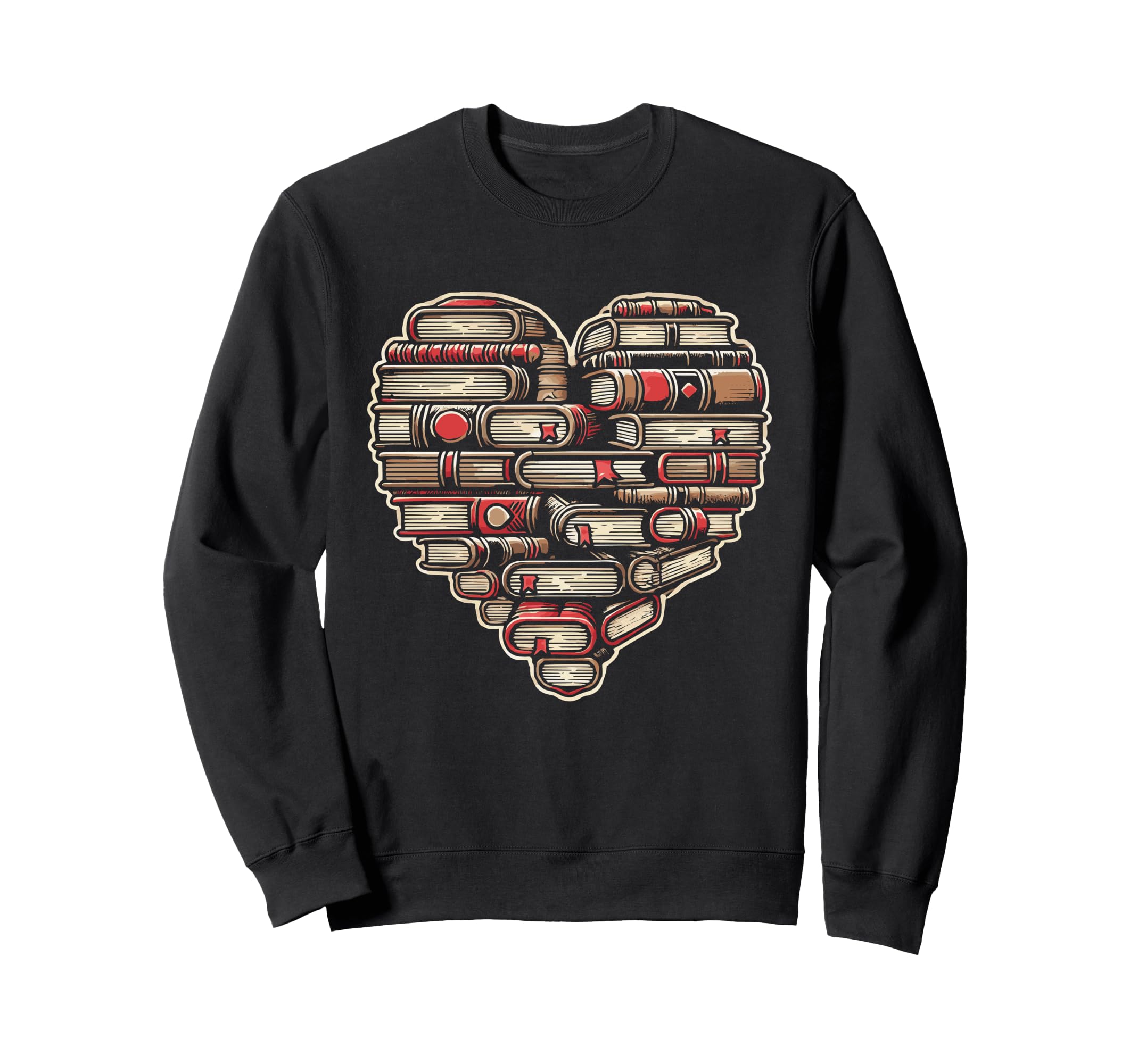 Heart Bookshelf Library Book Sweatshirt - Fun Novelty Design Men Women - T-Shirt, Sweatshirt, Hoodie