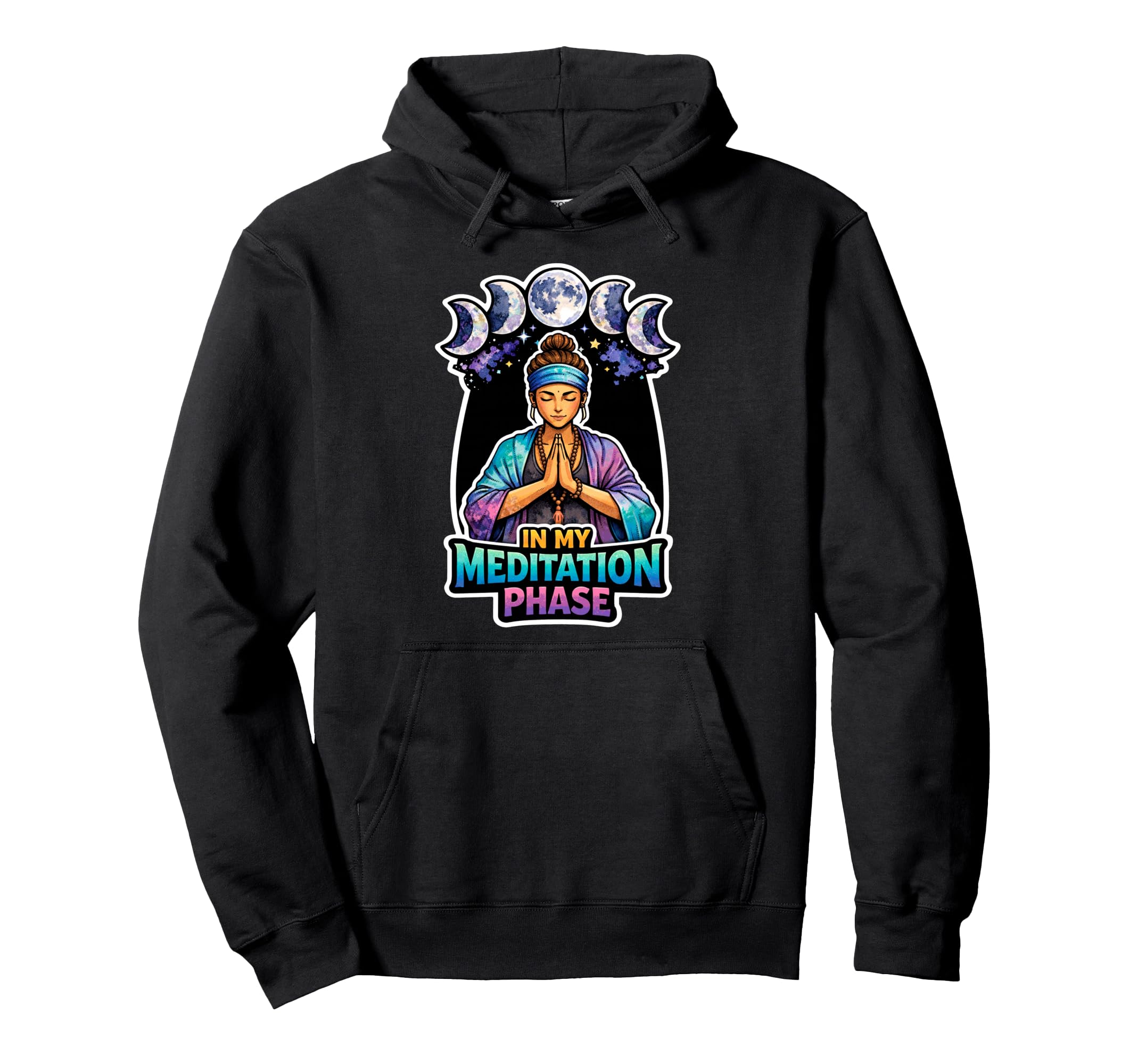Moon Meditation Lunar Mindfulness Hoodie - Aesthetic Graphic Men Women - T-Shirt, Sweatshirt, Hoodie