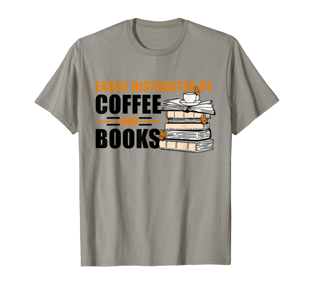 Easily Distracted Coffee And Books T-Shirt - Aesthetic Graphic for Adults - T-Shirt, Sweatshirt, Hoodie