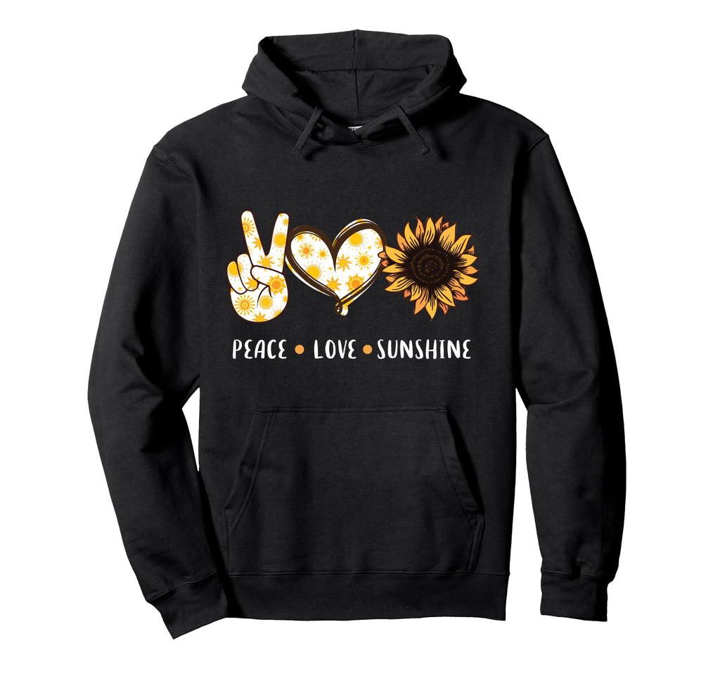 Peace Love Sunshine Sunflower Hippie Hoodie - Aesthetic Graphic for Adults - T-Shirt, Sweatshirt, Hoodie