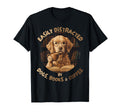 Easily Distracted Dogs Books Coffee T-Shirt - Aesthetic Graphic Unisex - T-Shirt, Sweatshirt, Hoodie