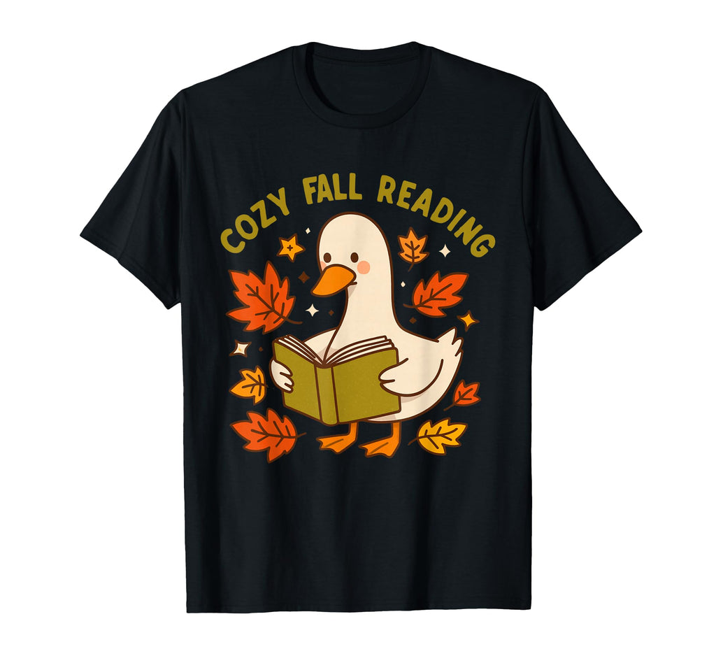 Cozy Fall Reading Goose Book Lover T-Shirt - Unique Graphic Men Women - T-Shirt, Sweatshirt, Hoodie