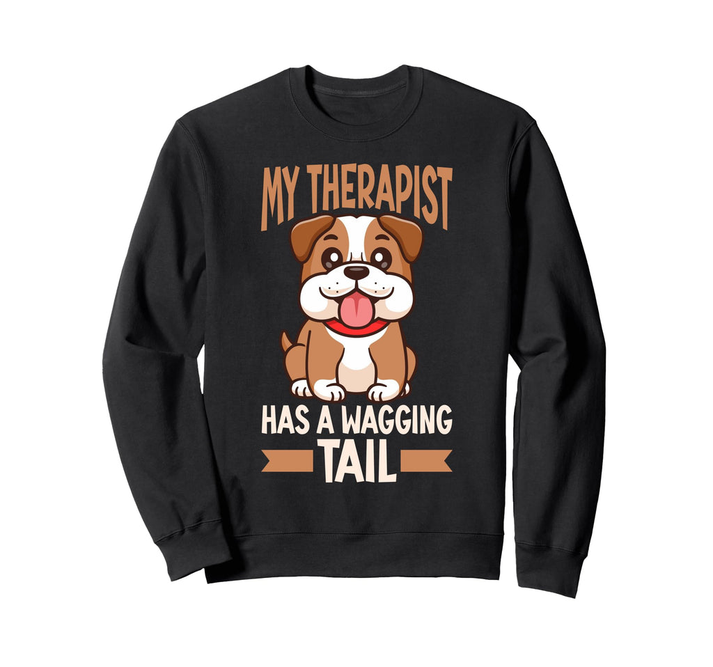 Bulldog Therapy Service Dog Sweatshirt - Trendy Graphic Men Women - T-Shirt, Sweatshirt, Hoodie