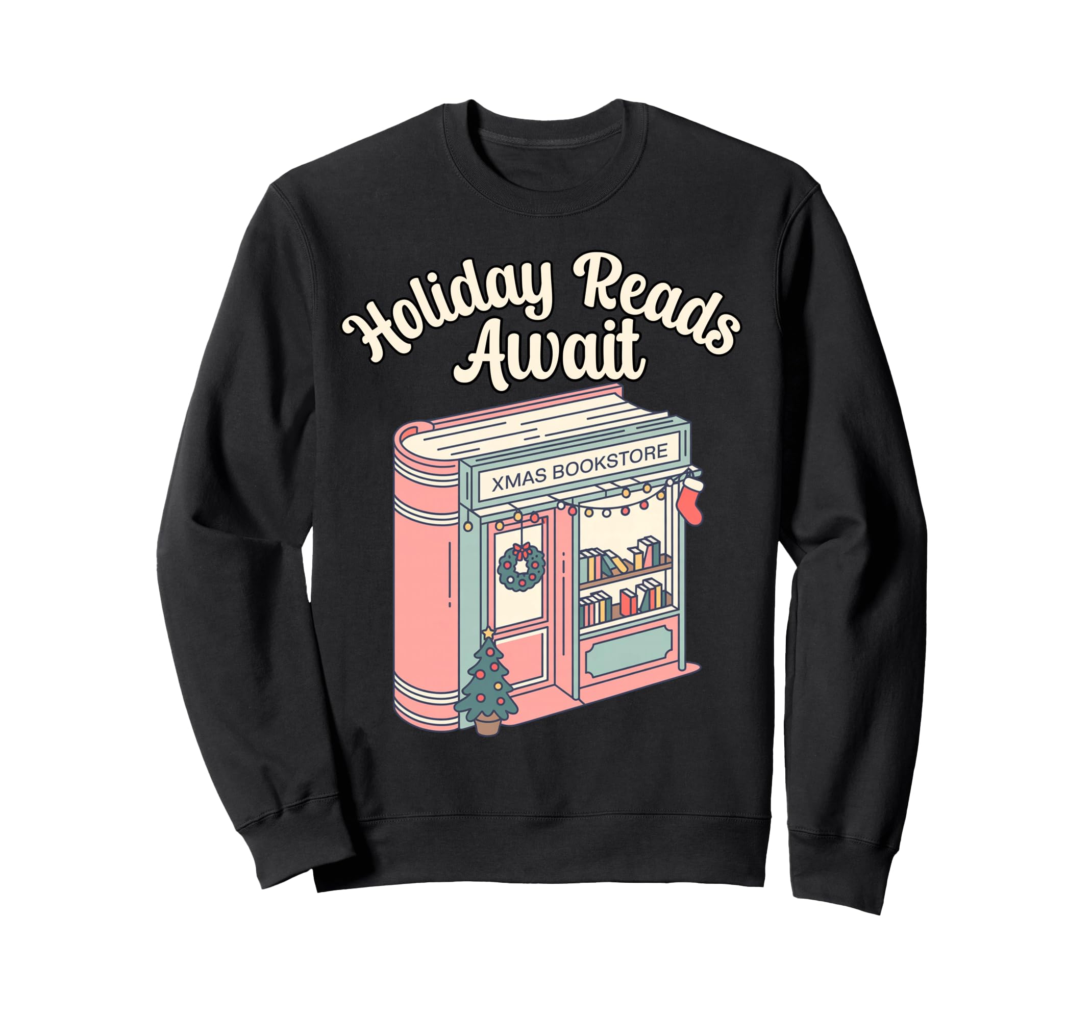 Book Lover Holiday Reads Await Sweatshirt - Casual Everyday Wear for Adults - T-Shirt, Sweatshirt, Hoodie
