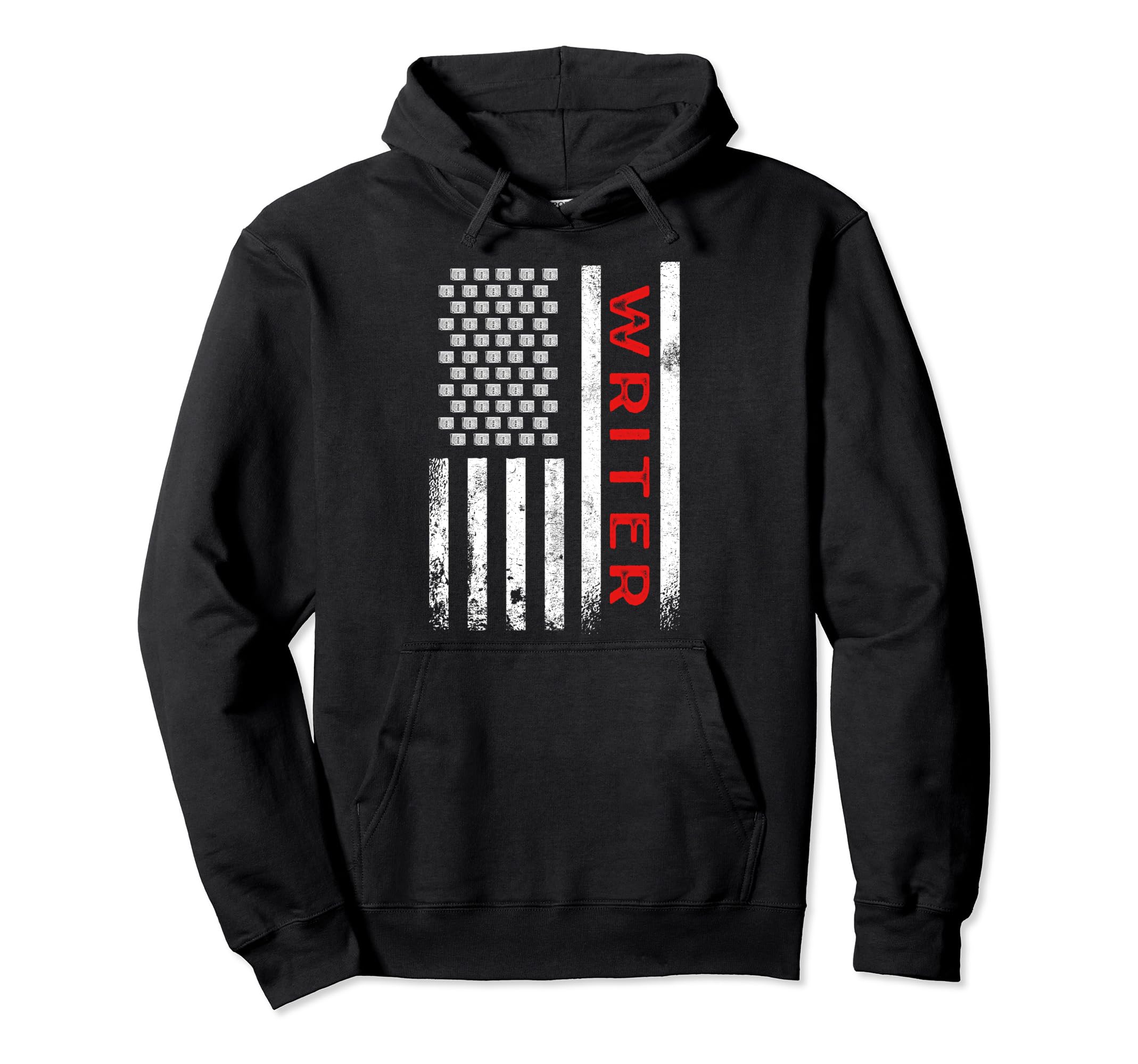 Writer Us Flag Patriotic English Hoodie - Fun Novelty Design Men Women - T-Shirt, Sweatshirt, Hoodie