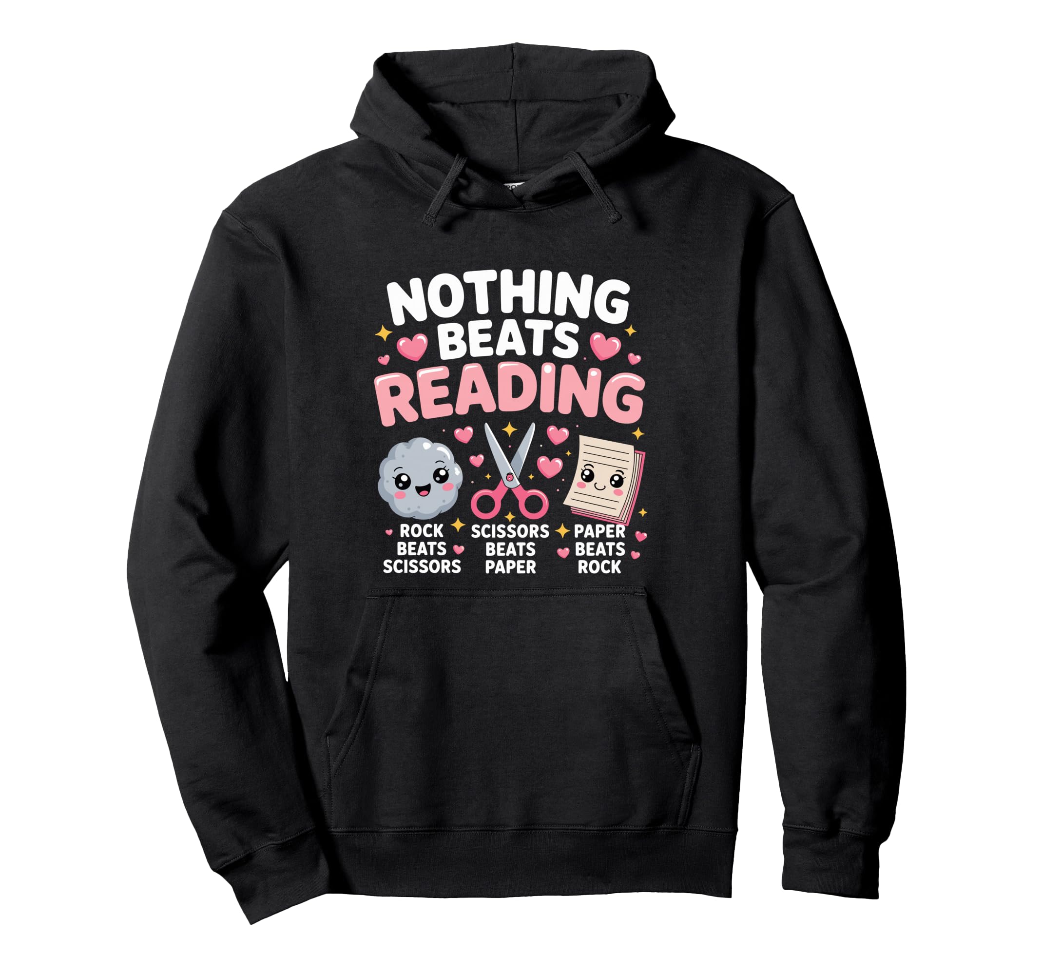 Nothing Beats Reading Rock Paper Hoodie - Trendy Graphic Men Women - T-Shirt, Sweatshirt, Hoodie