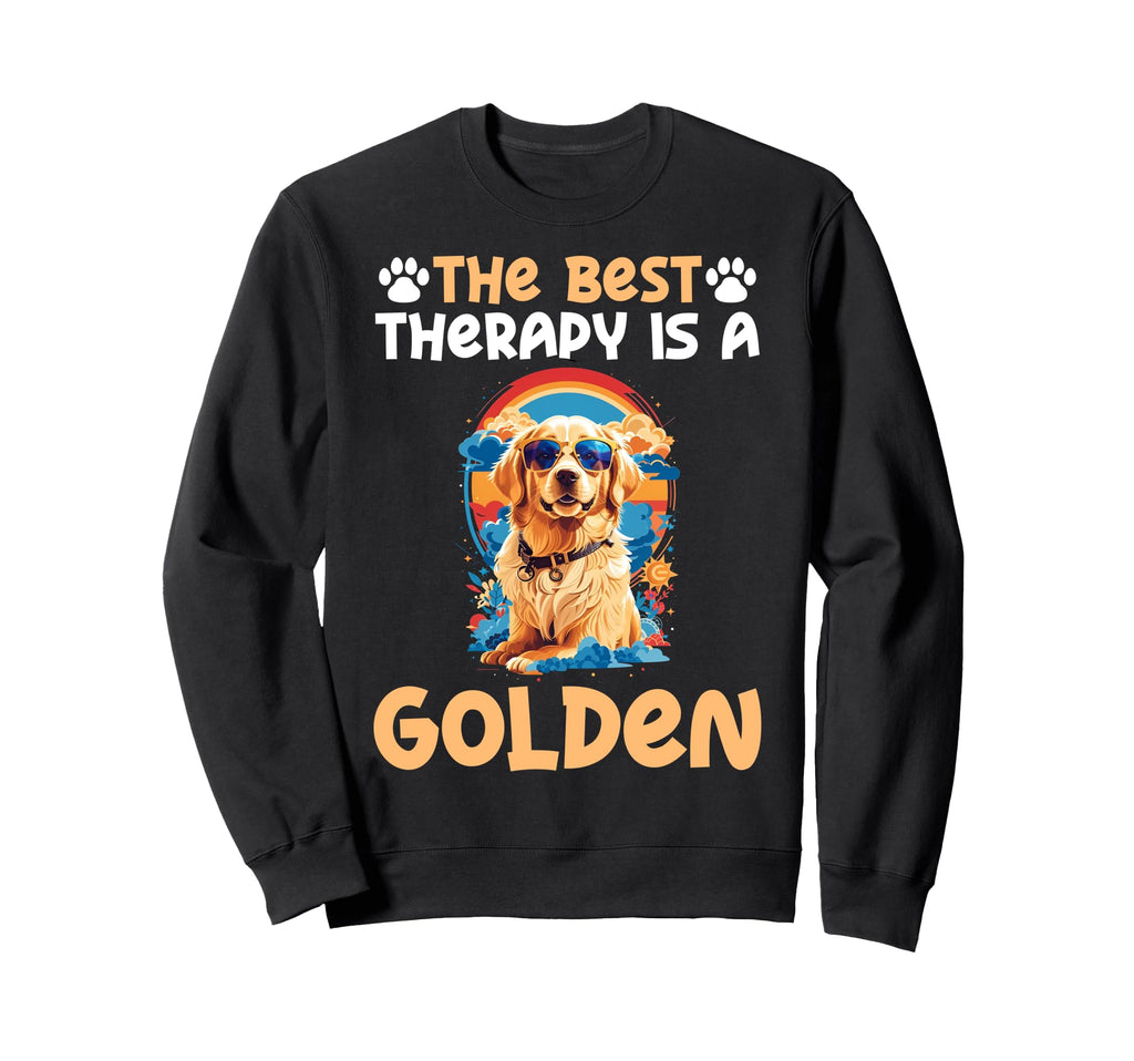 Best Therapy Is Golden Retriever Dog Sweatshirt - Unique Graphic Men Women - T-Shirt, Sweatshirt, Hoodie