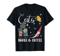 Cats Books Coffee Funny Gnome Books T-Shirt - Custom Art Print Men Women - T-Shirt, Sweatshirt, Hoodie
